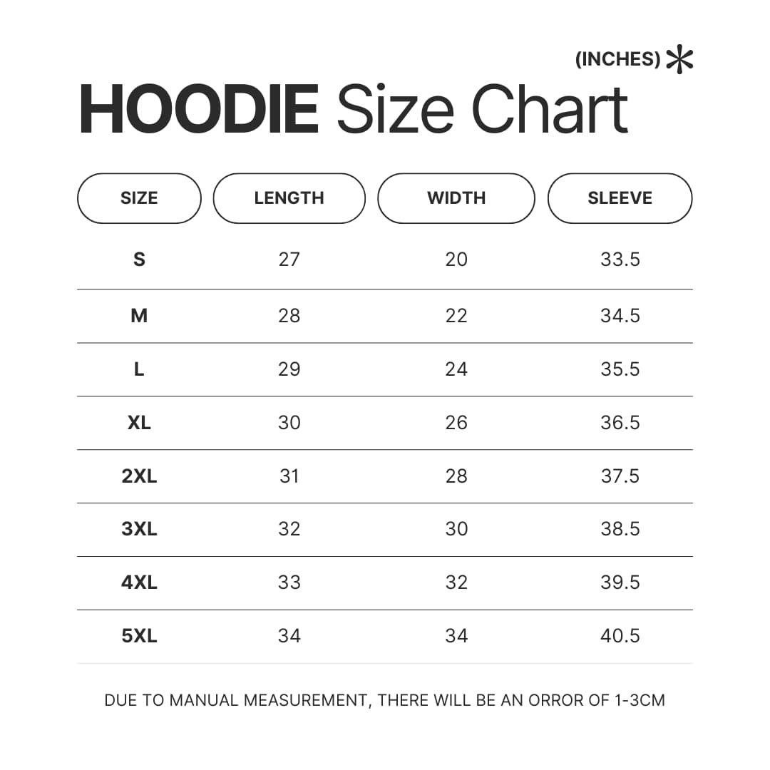 Hoodie Size Chart - Chainsaw Man EU Store