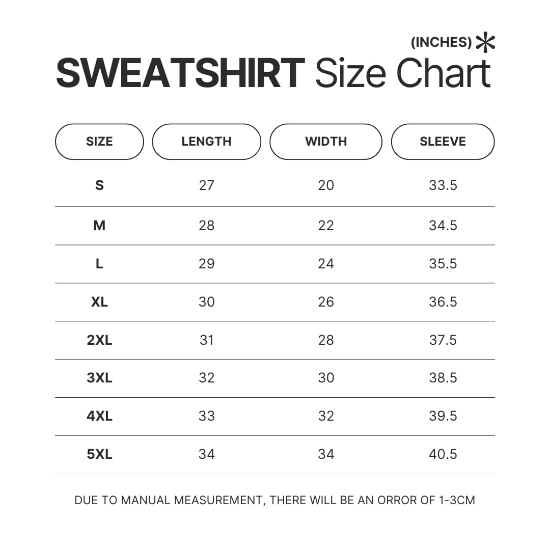Sweatshirt Size Chart - Chainsaw Man EU Store