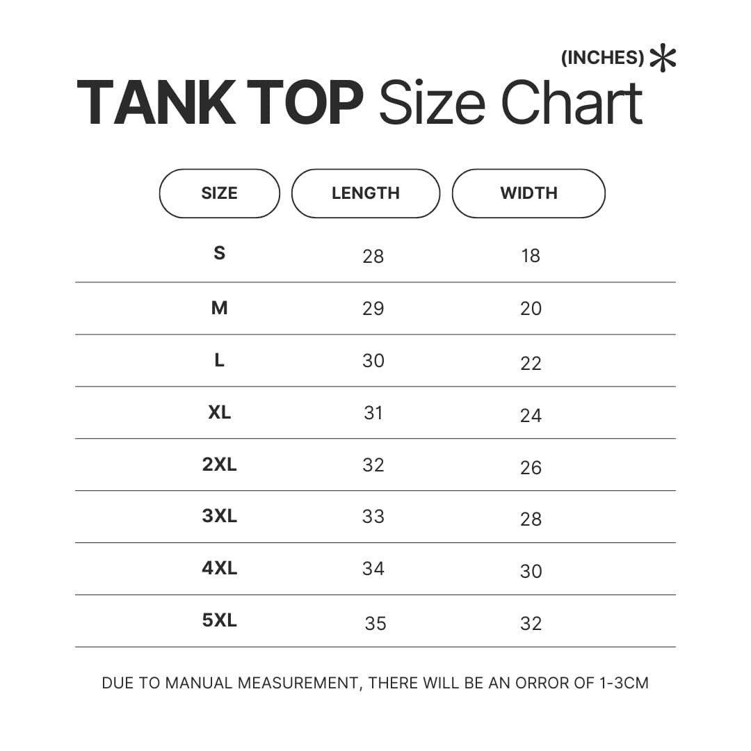 Tank Top Size Chart - Chainsaw Man EU Store