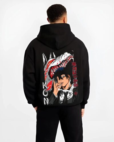 KONCND B.black hoodie male back view - Chainsaw Man EU Store