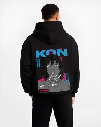 KONMOD B.black hoodie male back view - Chainsaw Man EU Store
