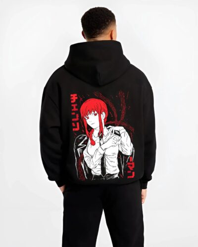 MAKPS B.black hoodie male back view - Chainsaw Man EU Store