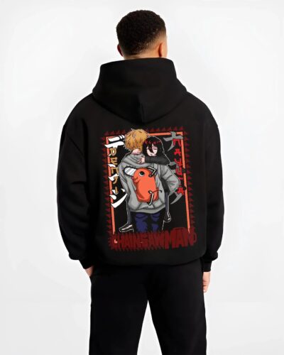 NAYUTX B.black hoodie male back view - Chainsaw Man EU Store