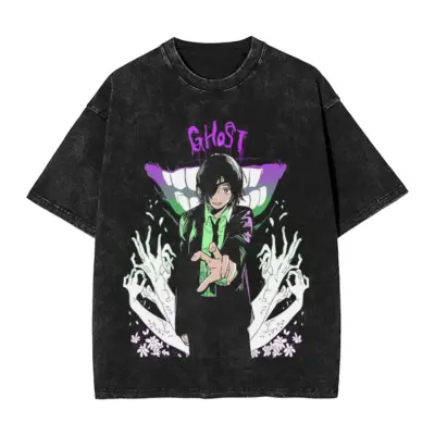 Ghost Chainsaw Man Anime Mineral Washed T-shirt