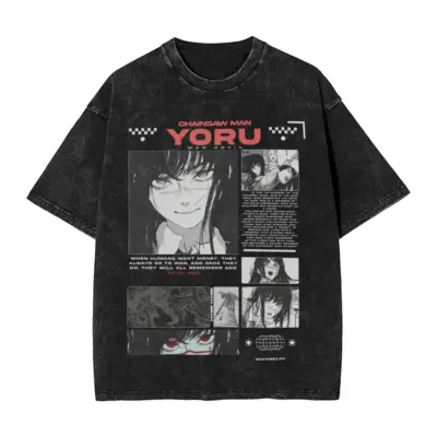 Yoru Chainsaw Man Anime Mineral Washed T-shirt