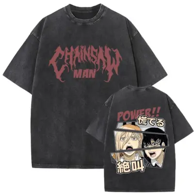 Power Scare Chainsaw Man Mineral Wash T-shirt