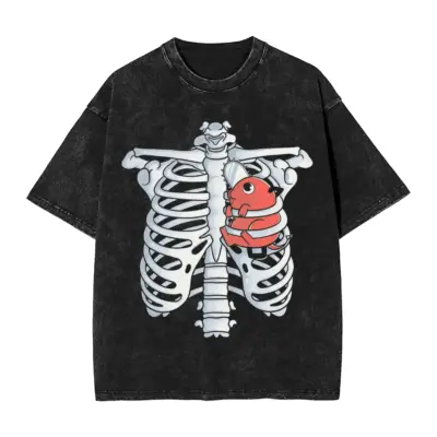Heart Pochita Chainsaw Man Anime Mineral Washed T-shirt