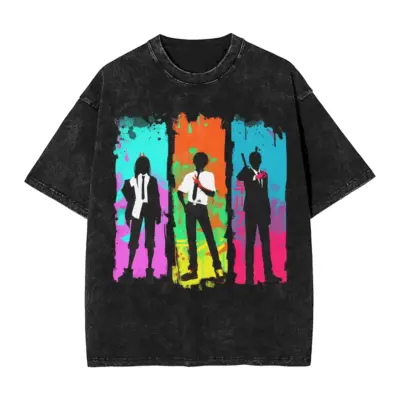 Colorful Chainsaw Man Anime Mineral Washed T-shirt