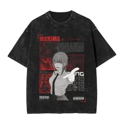 Makima Bang Chainsaw Man Anime Mineral Washed T-shirt