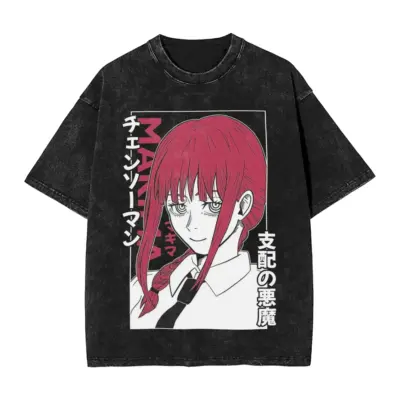 Makima Chainsaw Man Anime Mineral Washed T-shirt