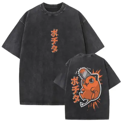 Pochita Chainsaw Man Mineral Wash T-shirt