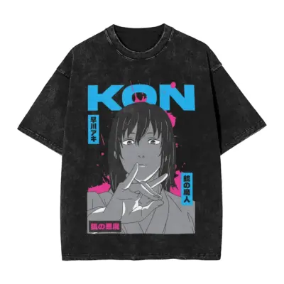 KON Chainsaw Man Anime Mineral Washed T-shirt