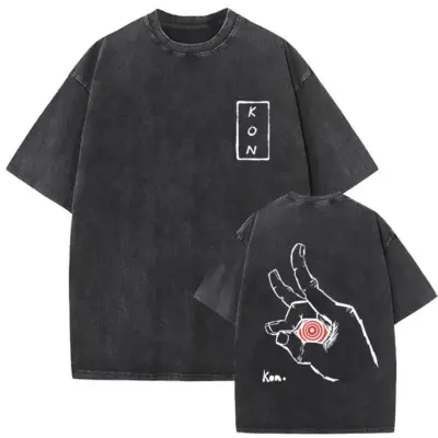 KON Red Eyes Chainsaw Man Mineral Wash T-shirt