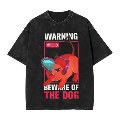 Pochita Chainsaw Man Anime Mineral Washed T-shirt