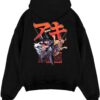 aki chainsaw man black hoodie flat back design - Chainsaw Man EU Store