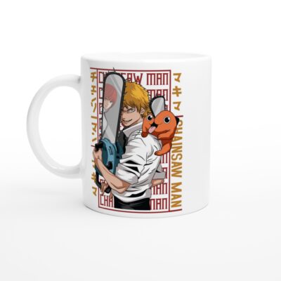 Chainsaw Man Denji and Pochita White 11oz Ceramic Mug