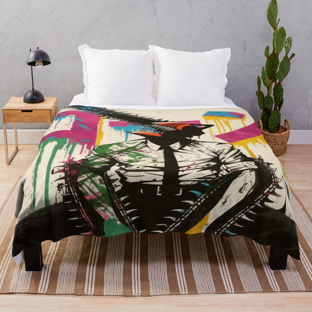 Chainsaw Man Denji Colorful Throw Blanket