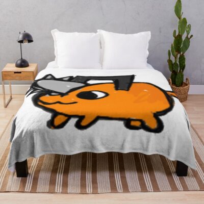 Pochita The Chainsaw Devil Art Aesthetic Throw Blanket