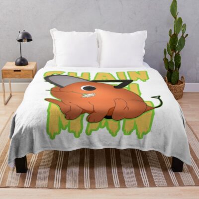 Doodle Chainsaw Pochita Throw Blanket